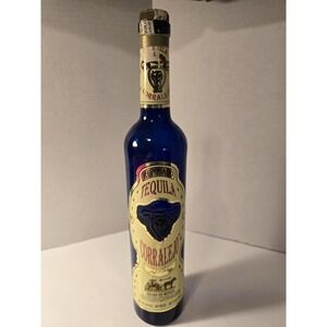 Corralejo Reposado Tequila Empty Bottle 1 Liter Blue Glass Mexico Bar Decor